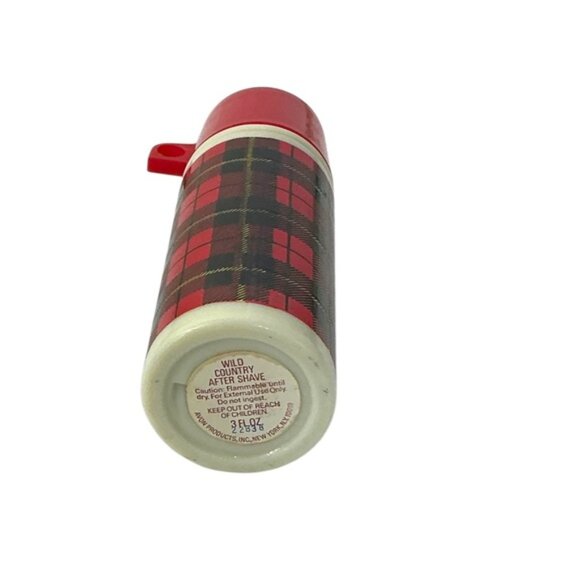 Avon Red Plaid Thermos Decanter 3 OZ Glass Bottle Vintage Collectible 1979 - Picture 15 of 15